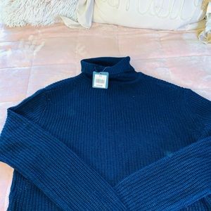 Navy Blue Sweater Crop Top